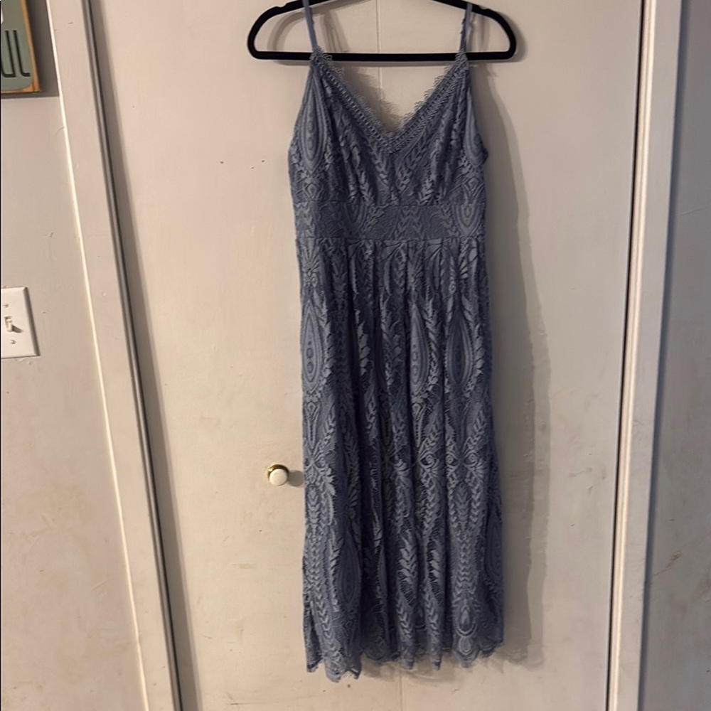 VILA Blue Tiered Ruffled Maxi Dress for Wedding Guest
